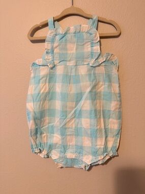 Janie and Jack baby Blue and White Gingham Romper